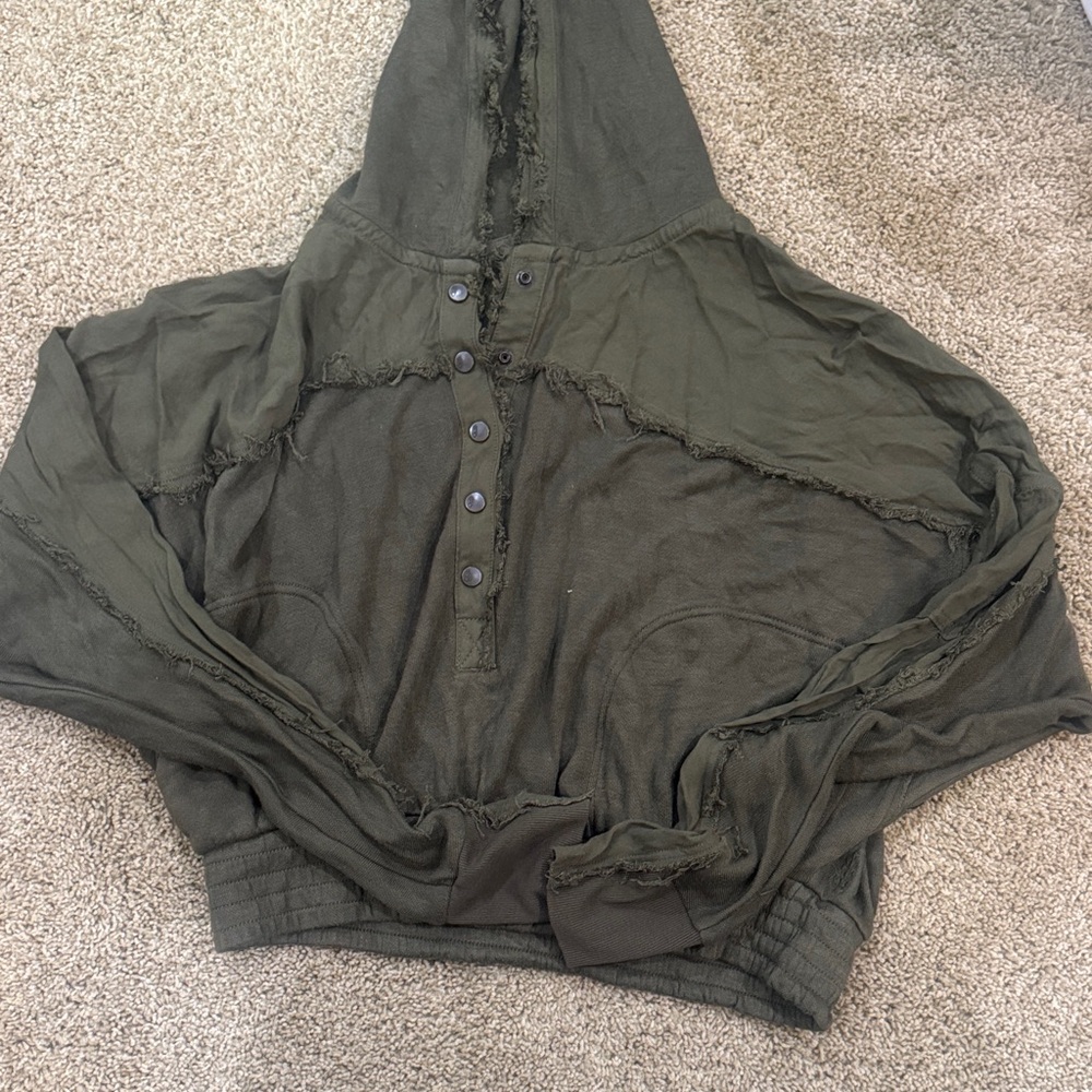 FP Movement by Free People Olive Green Hooded Pullover Sweater